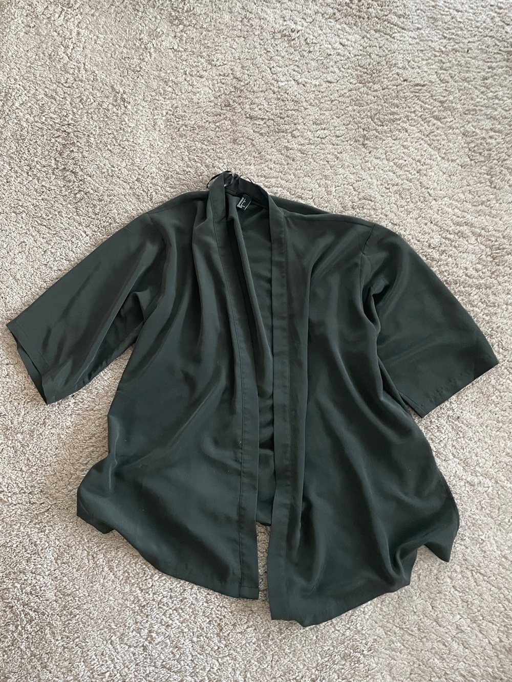 Open-Front Satin Kimono Cardigan